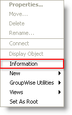 GroupWise System Object context menu