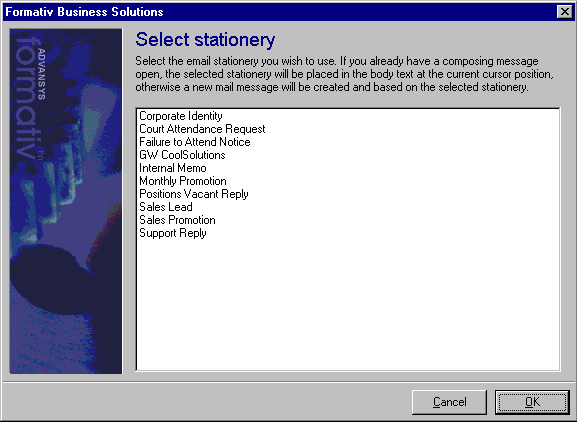 Formativ Stationery Dialog