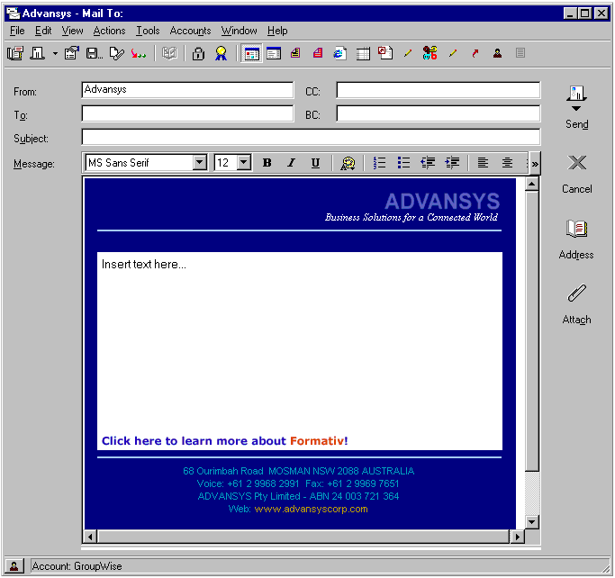 Mail message based on stationery selection